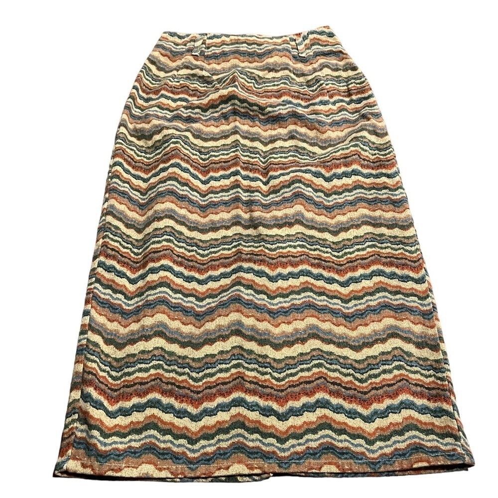Vivaldi Jeanswear Vintage 80s Women’s Printed Denim Midi Straight Skirt Size 10